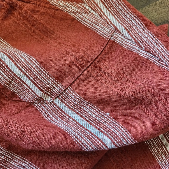 Rewash American Original Linen Blend Boho Rust Striped Pants - Picture 5 of 12